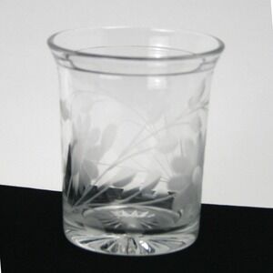 Antique Heisey Glass Floral Etched Tumbler Starburst Base Clear 1916-1924